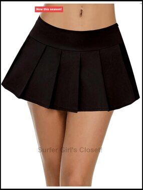 Pleated Mini Skirt Low Rise Polyester Spandex A-Line Schoolgirl Costume